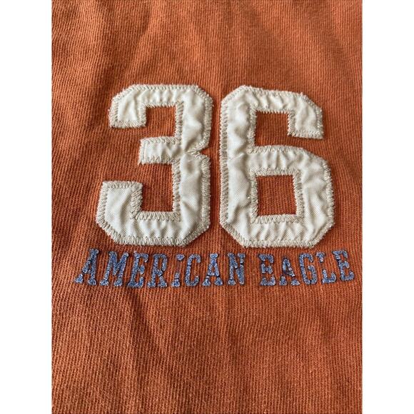 American Eagle Mens Henley 90s XS Y2K Sweatshirt Long Sleeve Graphic Raglan - Picture 5 of 10